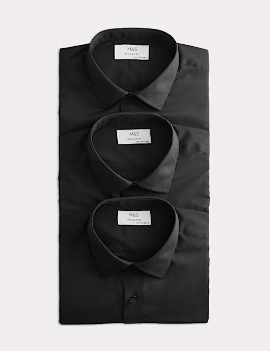 3 Pack Regular Fit Easy Iron Short Sleeve Shirts