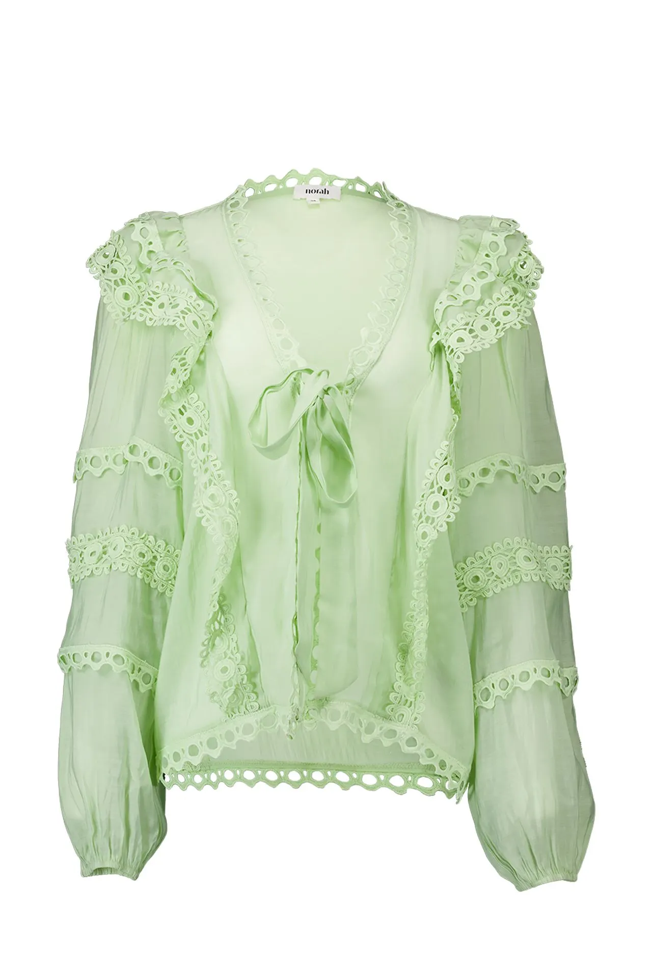 Groene broderie blouse