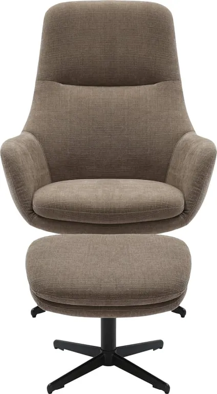 Prince hvilestol m/vipp og pall Stoff Symbol Taupe, svart pulverlakkert understell