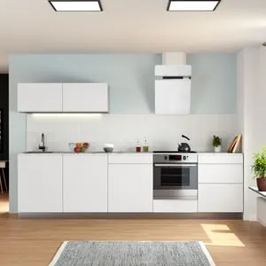 Cocina en kit DELINIA iD con muebles altos Tokyo blanco mate 300 cm