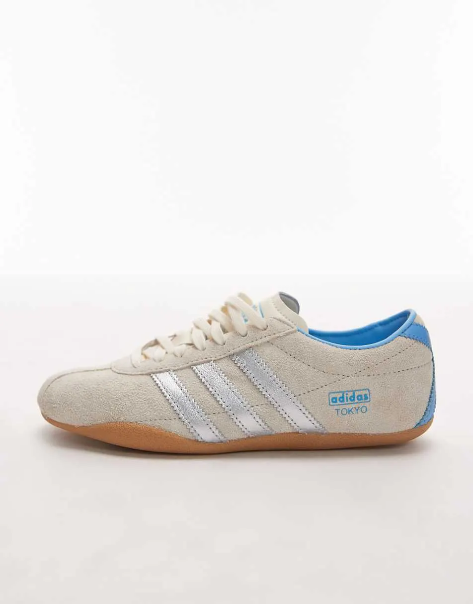 adidas Originals Tokyo trainers in metallic silver and blue