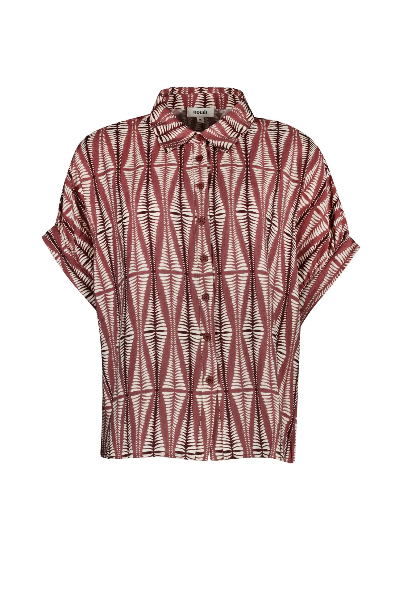 Bruin/ecru blouse met grafische print