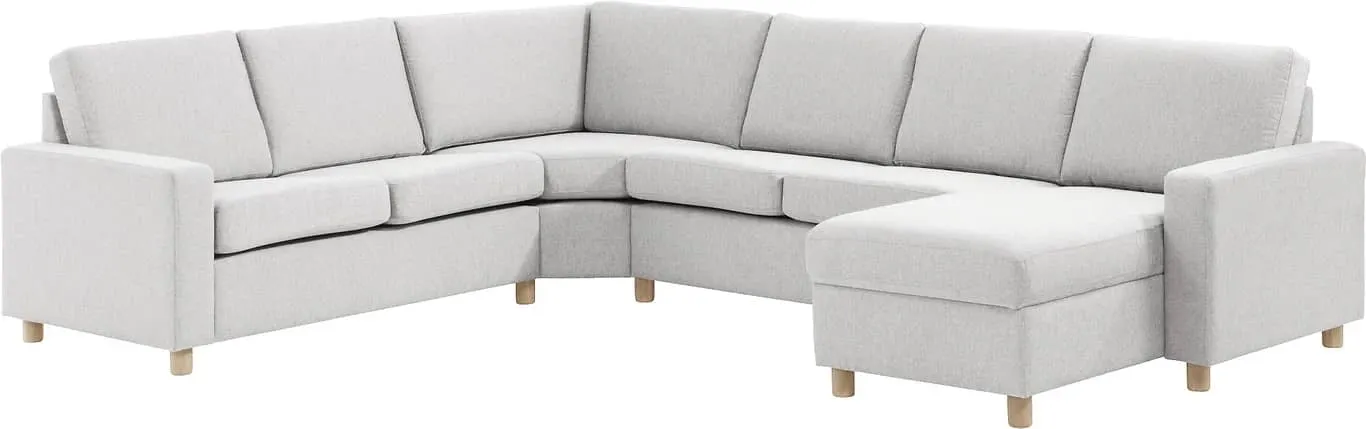 Sone lav hjørnesofa Modulsofa. 2 seter + stort hjørne + 2 seter i stoff Atlas, armlene J.