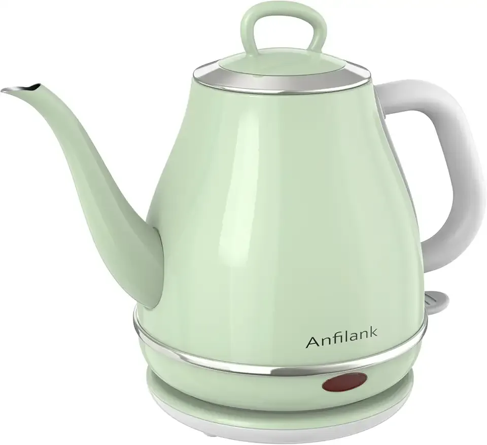Electric Gooseneck Kettle, 1L 1500WFast Boil, 100% Stainless Steel BPA Free Pour-Over Coffee & Tea Kettle,Water Boiler with Auto Shut & Boil-Dry Protectio,Green