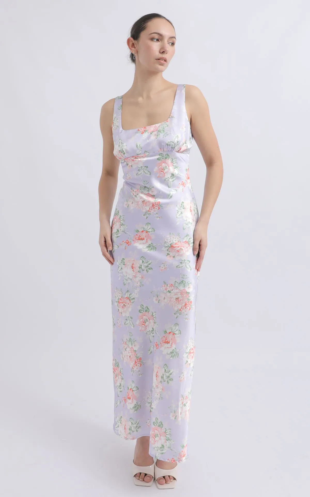 Satin Square Neck Bias Maxi