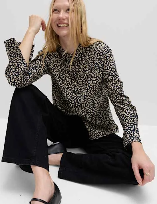 Textured Print Long Sleeve Shirt
