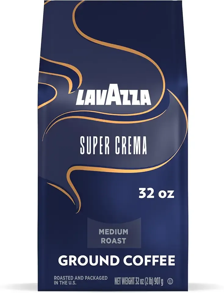 Lavazza Super Crema Ground Coffee, Medium Roast, Arabica and Robusta Blend, 32 oz Bag (Pack of 1)