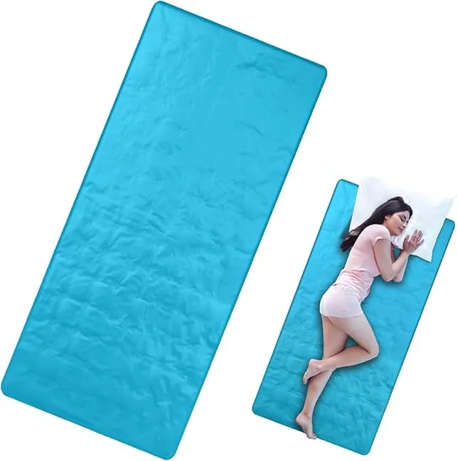 Drydiet Cooling Pad Mat for Sleep Cooling Mattress Pad Gel for Bed, Relieve Pain, Summer Hot Flashes, Adult, Pets, No Water or Electricity Required(Plain,Light Blue,60 x 20 Inch)
