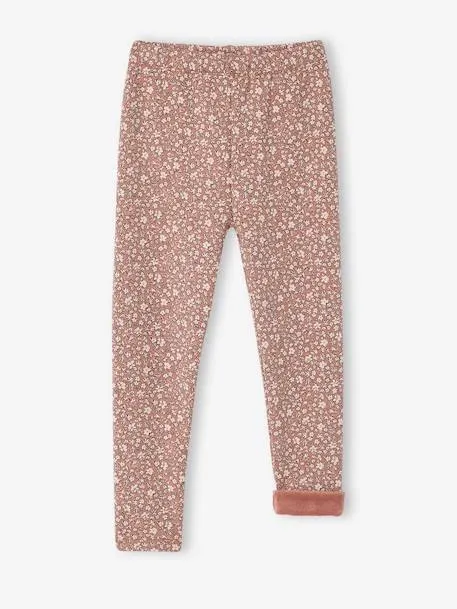 Legging fille doublé maille polaire - bois de rose