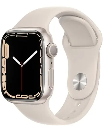 Apple Watch Series 7 (GPS, 41mm) Starlight Aluminum Case with Starlight Sport Band, Regular (Renewed)