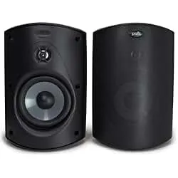 Polk Audio Atrium 6 All-Weather Outdoor Speakers with Bass Reflex Enclosure (Pair, Black), Broad Sound Coverage, Speed-Lock Mounting System