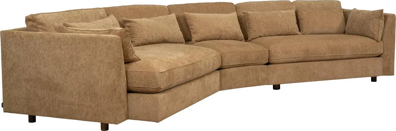 Hjellegjerde Dyp hjørnesofa arm 5 + trapes venstre + hjørne 18 + 2,5 seter + arm 5, stoff Anabela camel