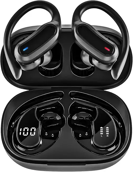 Wireless Earbuds, Bluetooth 5.4 Headphones, True Wireless Stereo Sound Earphones with Noise Cancelling Mic, Fast Charging, IPX7 Waterproof, Comfort Fit Ear Buds for Sports/Workouts/Travel (Deep Black)