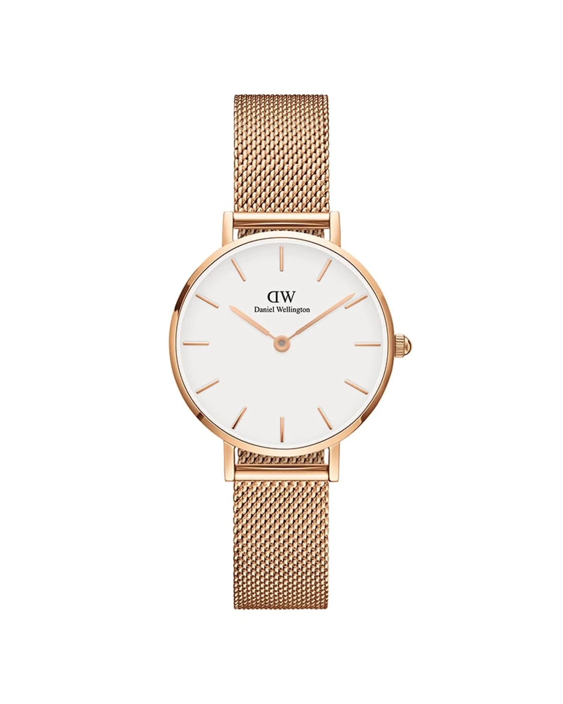 DW Classic Petite Melrose dameklokke i rosefarget stål (28mm)