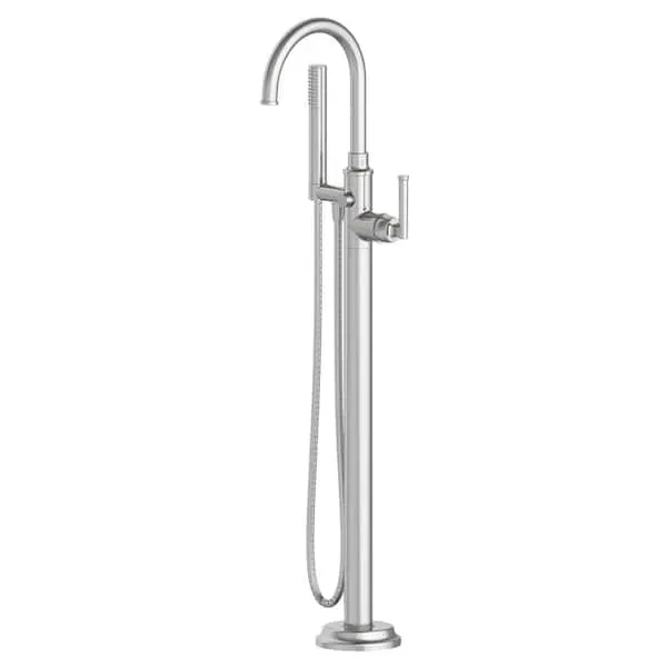 Glacier Bay Oswell Single-​Handle Freestanding Tub Faucet Floor Mounted with Handheld Hand Shower in Brushed Nickel