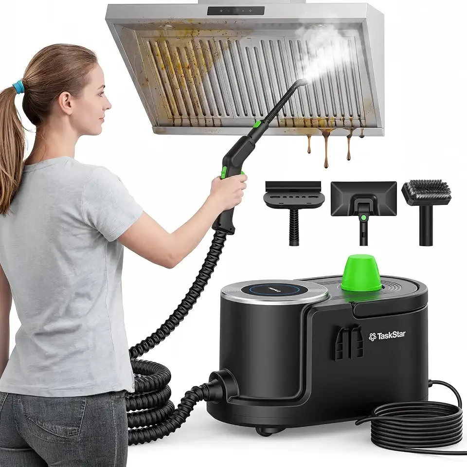 Taskstar Powerful High Pressure Steam Cleaner for Deep Cleaning | 8 mins rapid heat, 1.6L tank for 50-min continuous vapor, 22 tools; tackles kitchen grease, bathroom grout & car detailing