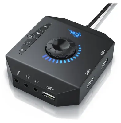 CSL externe USB Soundkarte mit Lautstärkeregelung Anschluss für Headset, Kopfhörer, Mikrofon