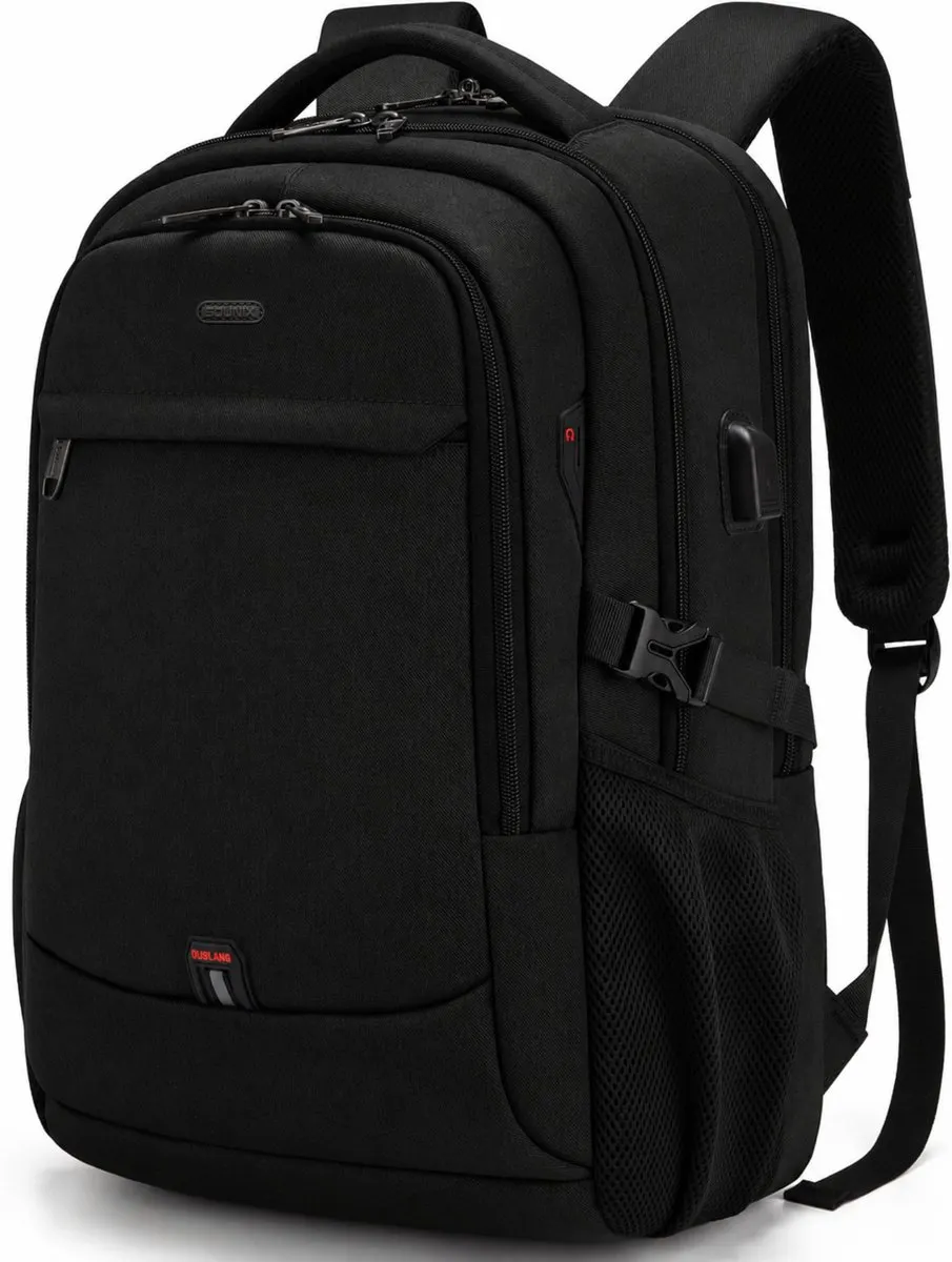 Sounix Laptop Rugzak - Inclusief Usb Oplaadstation - Laptoptas t/m 17 inch - Rugtas voor dames en heren - schooltas - Hoge kwaliteit - Zwart