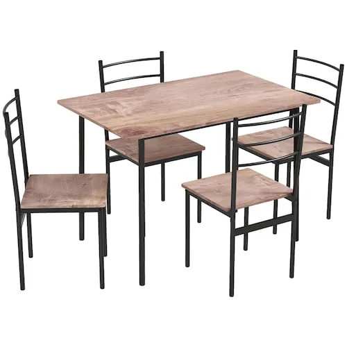 5 Piece Dining Table and Chairs Set, Space Saving Table with 4 Chairs