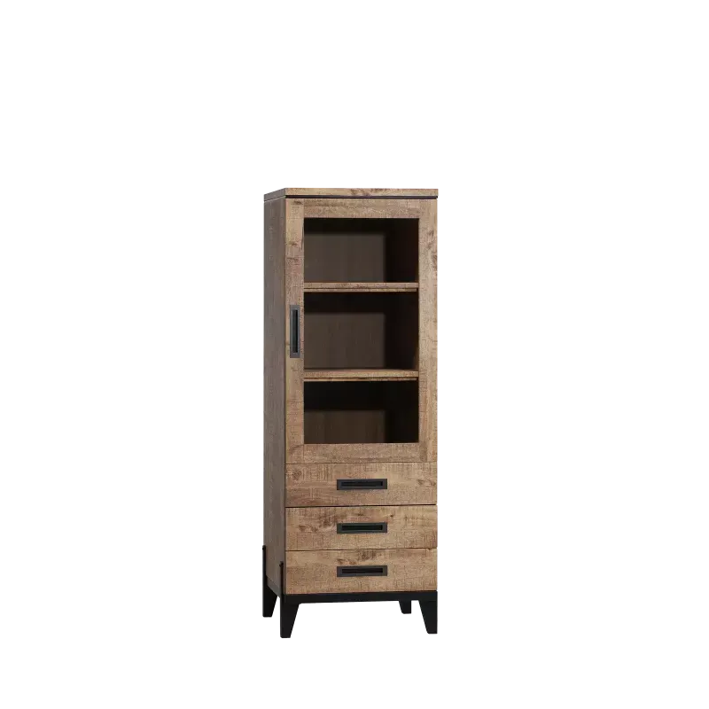 Vitrinekast Union - 68 cm - Lamulux Mango - 1 glasdeur, 2 laden