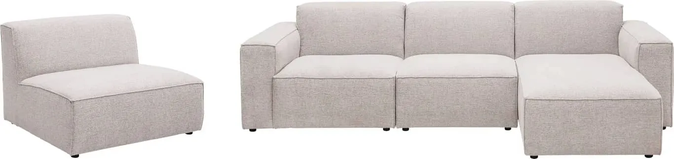 San Remo 2-seter m/sjeselong høyre Stoff Beatto Light Grey