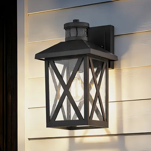 Patriot Lighting® Taden 1-Light Textured Black Motion Sensing Outdoor Wall Light