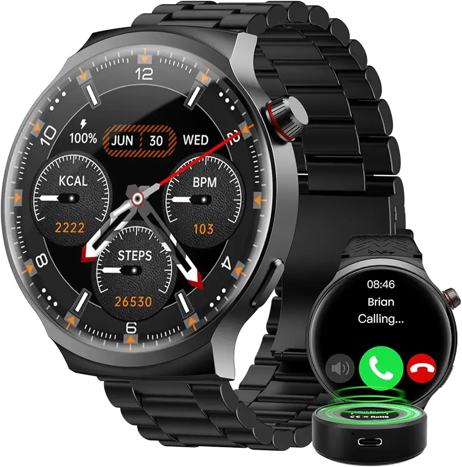 AMAZTIM Smart Watch for Men, 1.85" Ultra-Large HD Display, 120-Day Battery Life with 1000mAh Charging Case, Military-Grade Materials,Answer/Dial Calls, 24/7 Heart Rate & Sleep Monitor,Android & iOS