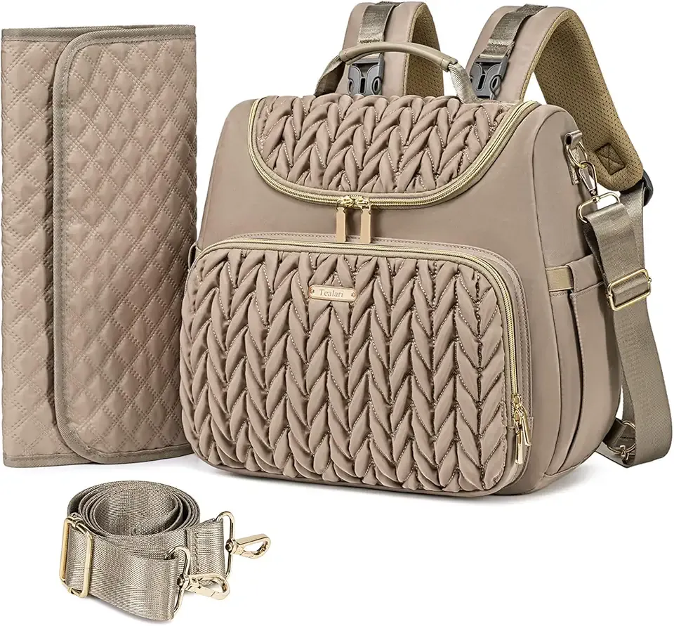 Tealari 4 in 1 Convertible Diaper Bag Backpack,Waterproof Baby Diaper Bag with Changing Pad,Converts into Baby Tote Bag,Diaper Backpack,Stroller Bag and Crossbody Diaper Bag