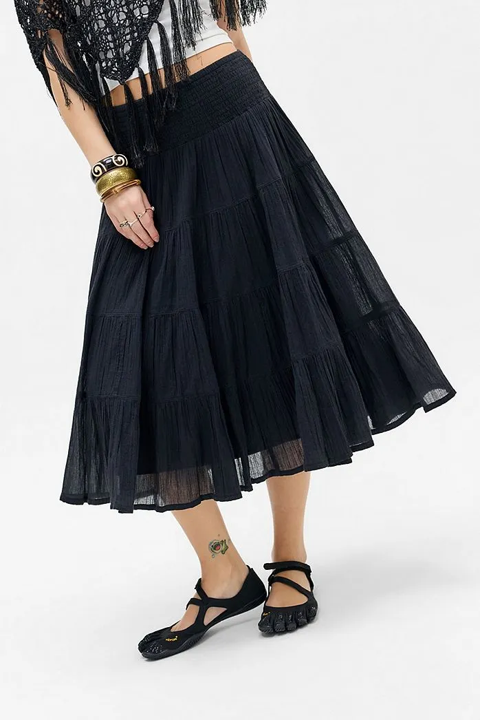 Gonna longuette a balze in voile Kimchi Blue Bea