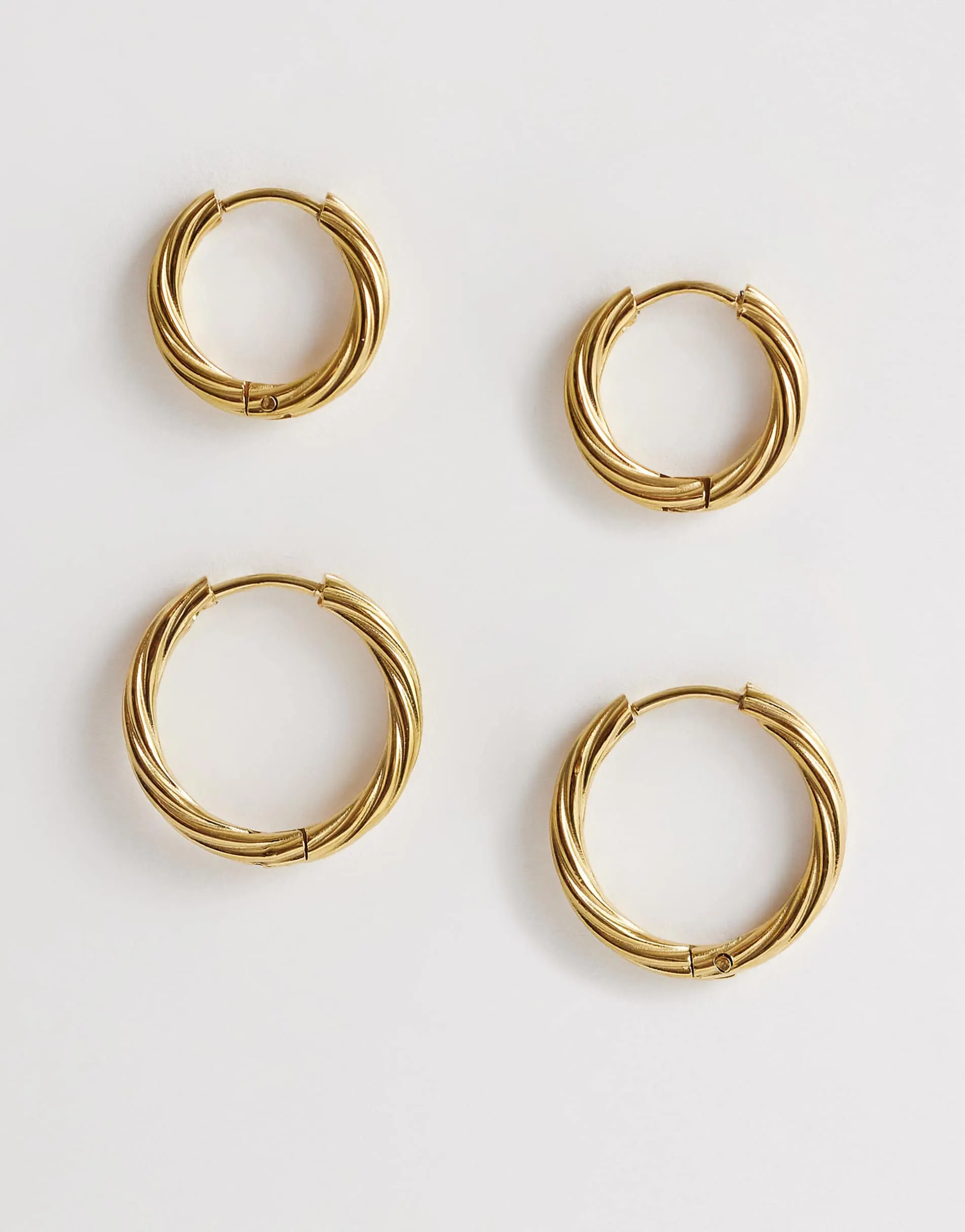 ASOS DESIGN waterproof stainless steel pack of 2 small hoops in twisted gold tone