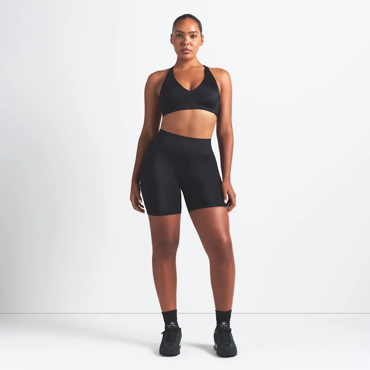 Sykkelshorts med høyt liv til dame (13 cm)