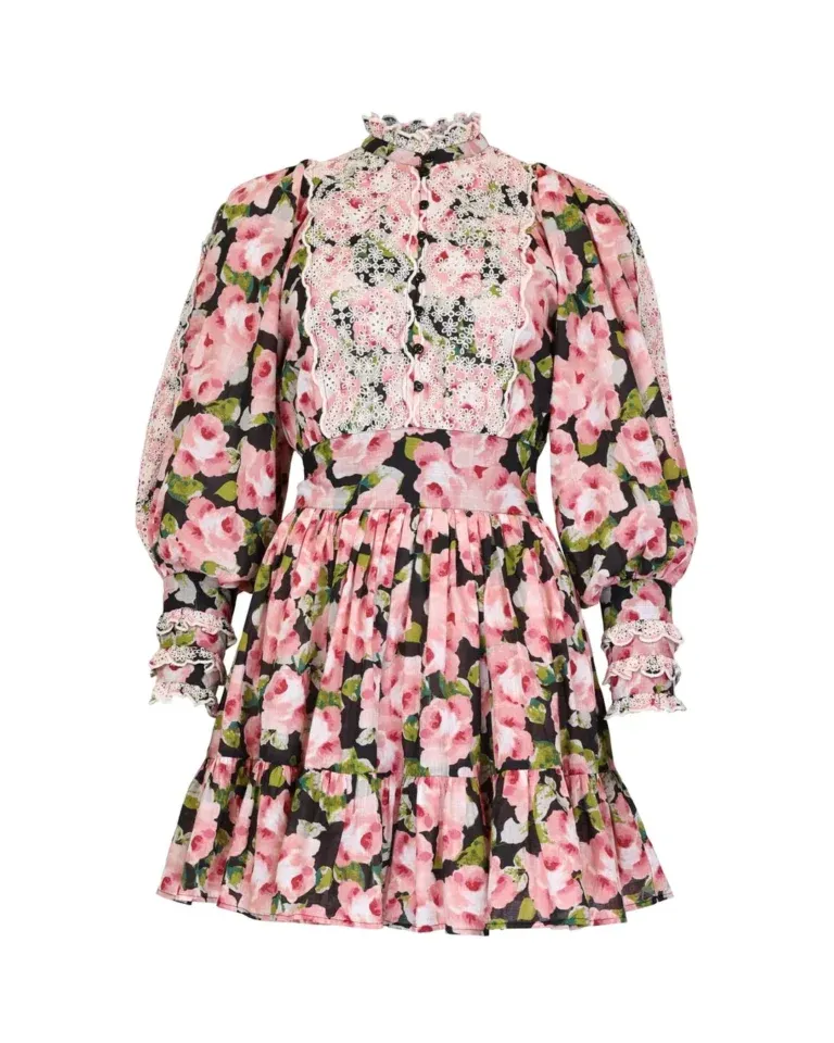 Cotton Slub Mini Dress - Rose Bouquet