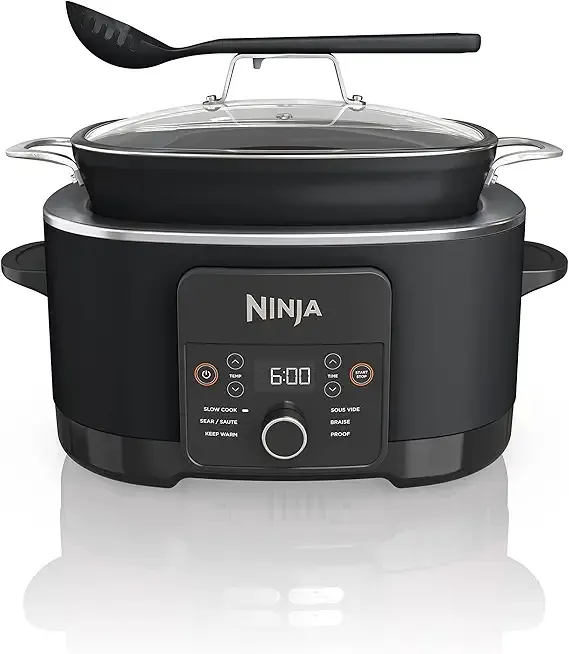 Ninja® 12-in-1 PossibleCooker™ PLUS | 8.5-qt - Sous Vide & Proof Multi-Cooker | Slow Cooker, Dutch Oven & More | Glass Lid & Integrated Spoon | Nonstick | Oven Safe Pot to 500°F | Black | MC1010