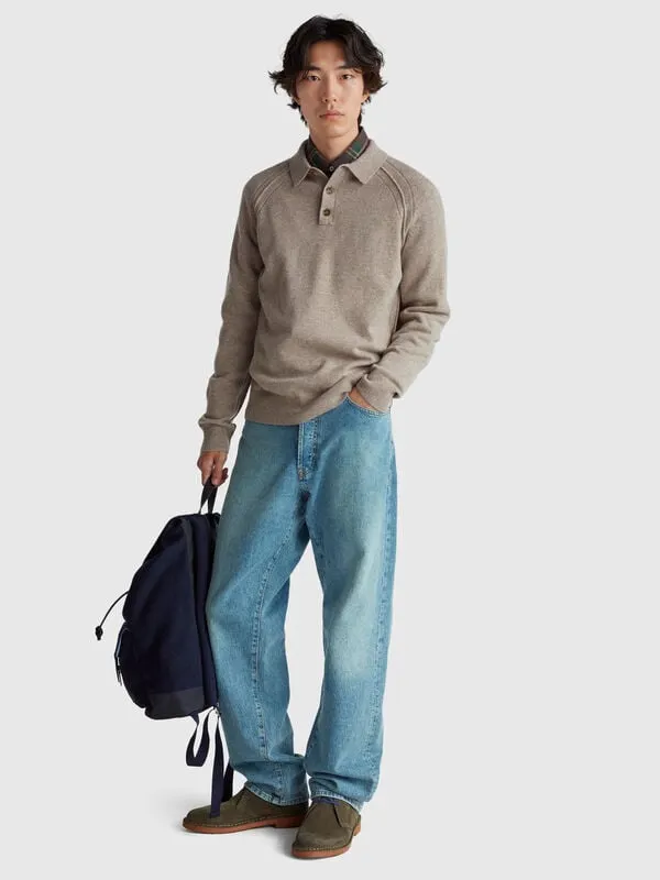 Polo in pure Merino wool