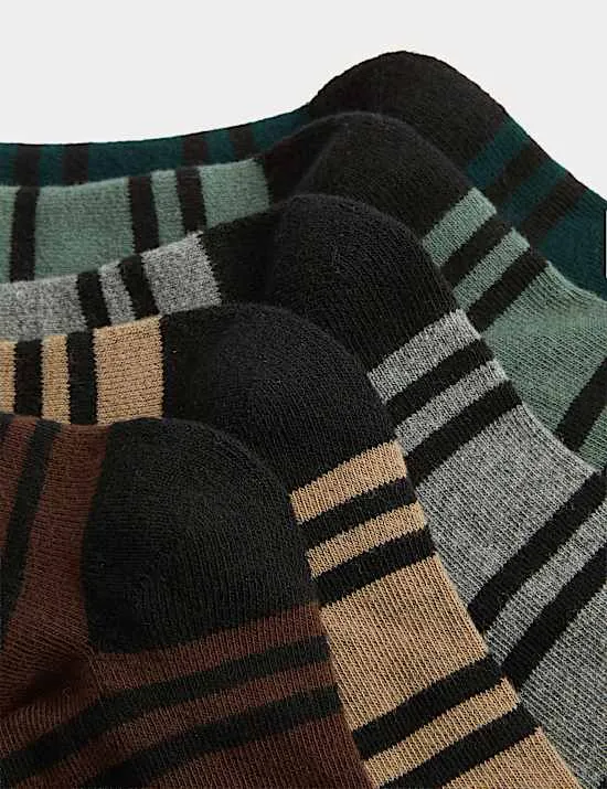 5 Pack Cool & Fresh™ Striped Cotton Rich Cushioned Socks