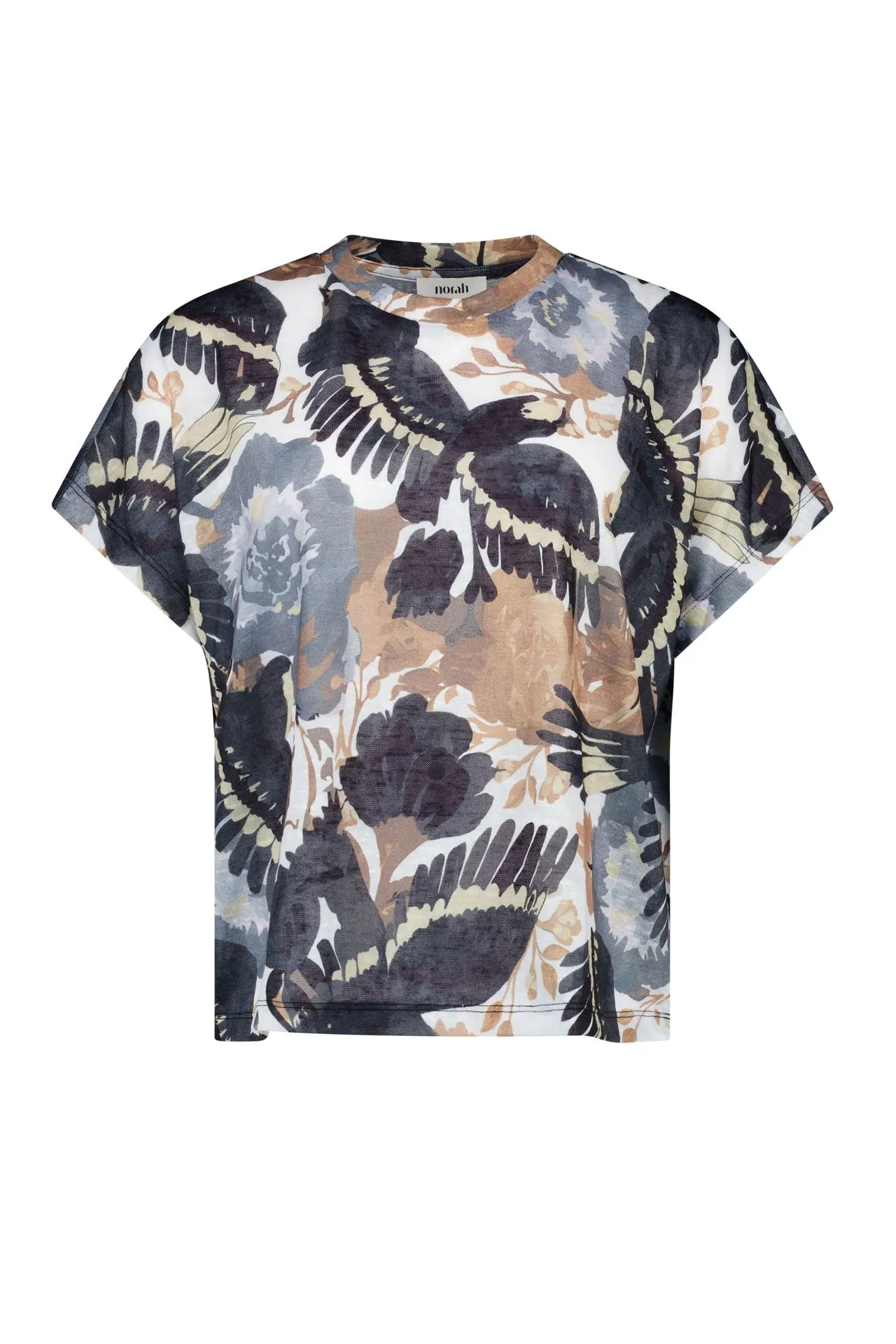 Ecru shirt met vogelprint