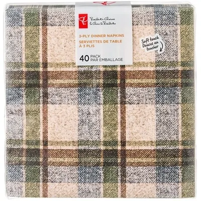 3 Ply Dinner Napkins 40 Pack - Plaid