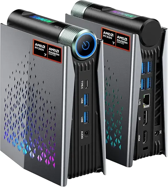 ACEMAGICIAN S3A Gaming Mini PC, Ryzen 7 H 255 (Up to 4.9GHz, 8C/16T), Radeon 780M Graphics, 16GB RAM, 512GB PCIe4.0 SSD, Mini Desktop Computer for Content Creation, Programming, Gaming & Home Office