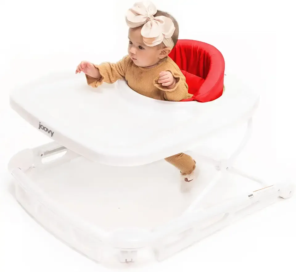 Joovy Spoon Baby Walker & Activity Center, Extra-Large Tray, Red