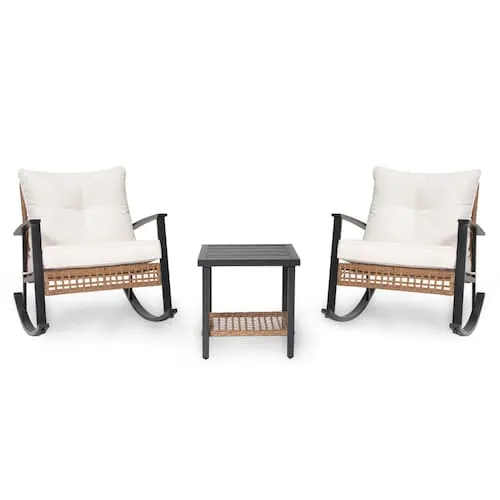Lausaint 3 Piece Patio Conversation Set Beige
