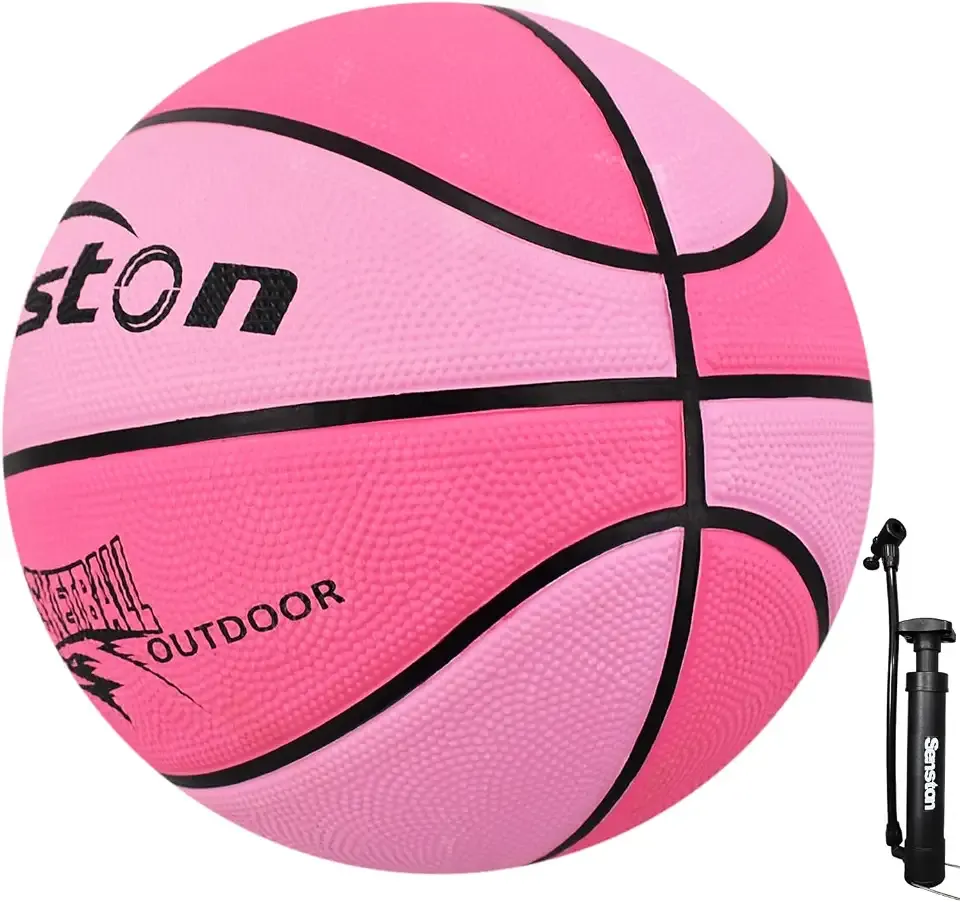 Senston 25.5''/27.5''/29.5'' Outdoor Basketball Ball Excellent Elasticity/Grip Rubber Basketballs with Pump, Durable Size 3/5/7 Outdoor/Indoor Basketball