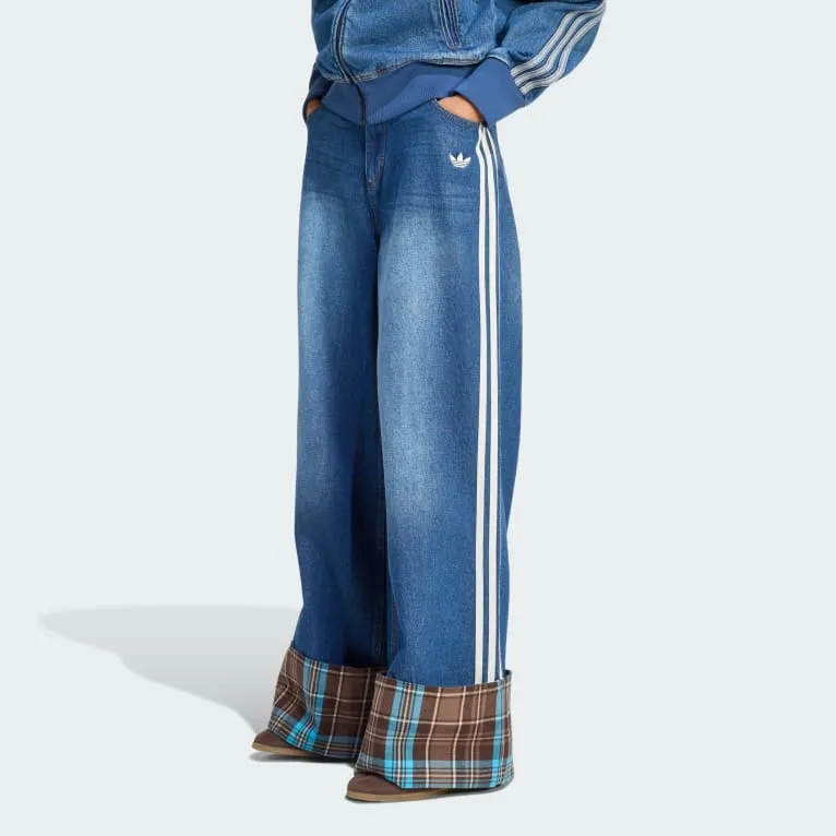 VINTAGE WIDE LEG CHECKED SEAM JEANS