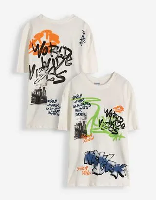 T-shirt - Oversized Fit - Bianco sporco