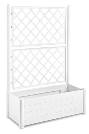 Fioriera con grigliato Italia STEFANPLAST in polipropilene bianco H 142 x P 43 cm