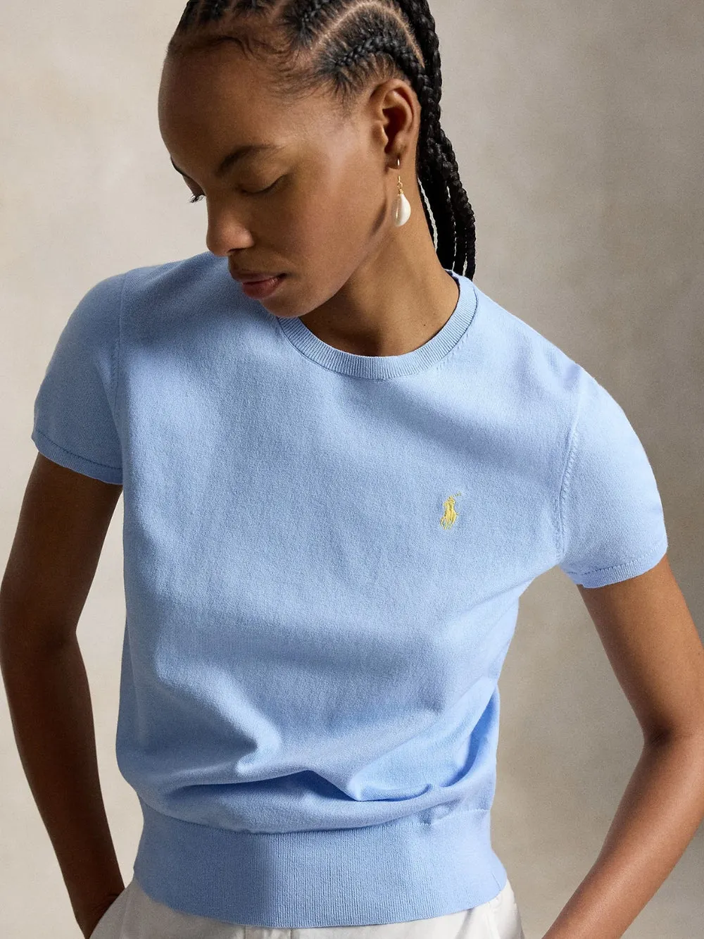 SHORT-SLEEVE CREWNECK SWEATER