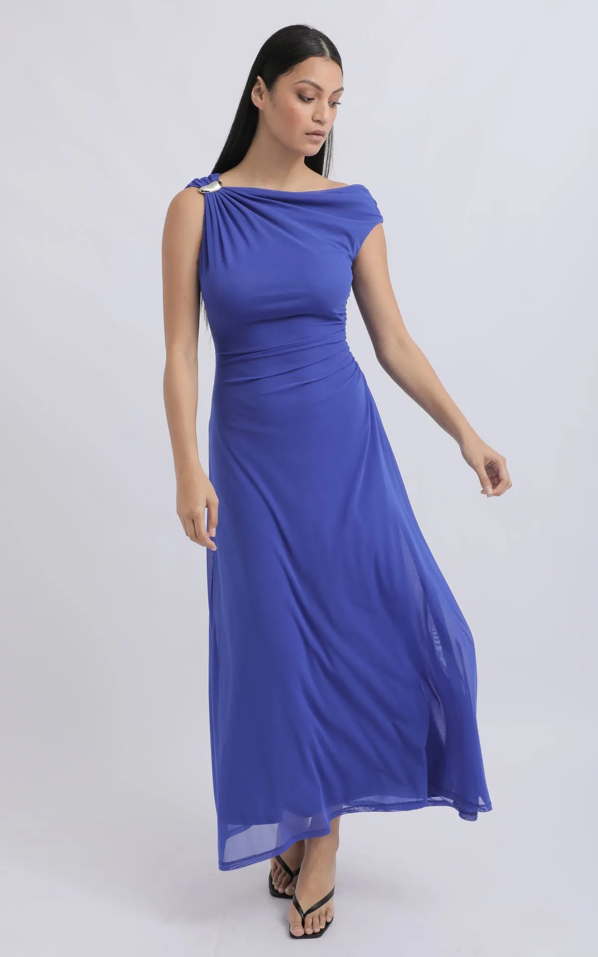 Mesh Cold Shoulder Gown