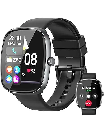 Smart Watch for Women Men, 1.85" HD Fitness Watch with 120 Sports Modes, 5.3 Bluetooth Call, 250+ Custom Dials, Heart Rate/Sleep Monitor Fitness Tracker, IP68 Waterproof Smartwatch for Android iOS