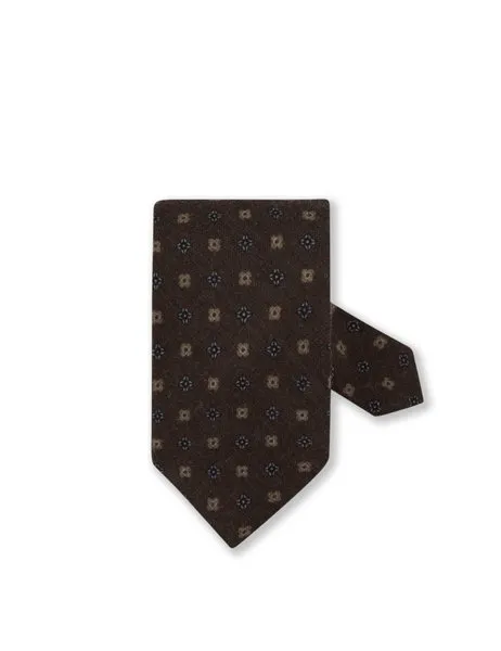 Wool Tie Dark Brown Pattern