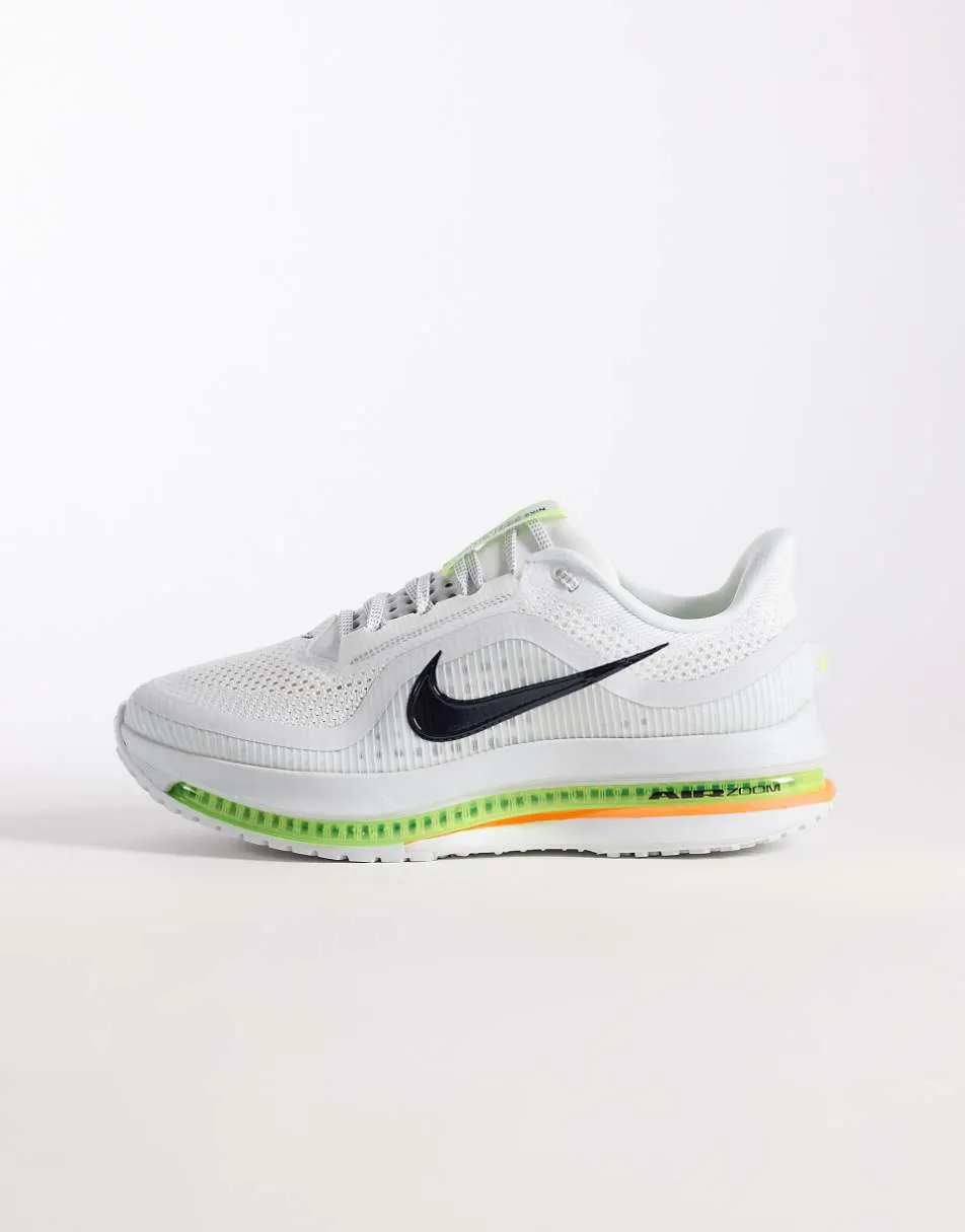 Nike Running Pegasus Premium trainers in white and neon yellow