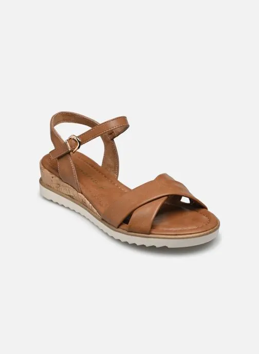 Sandalen met sleehak en plateau 28106-42 dames bruin